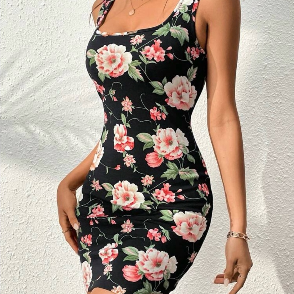 Floral Black Dress